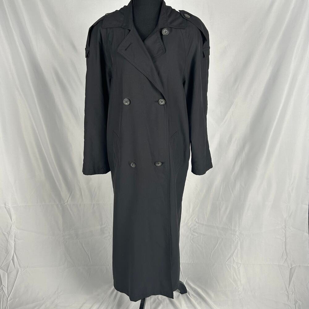 Vintage London Fog Black Lightweight Trench Coat Size 6